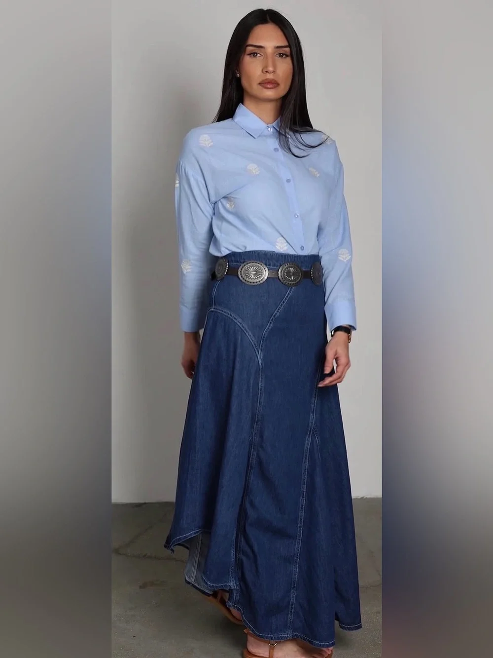 M&S Collection Denim High Waisted Maxi Asymmetric Skirt